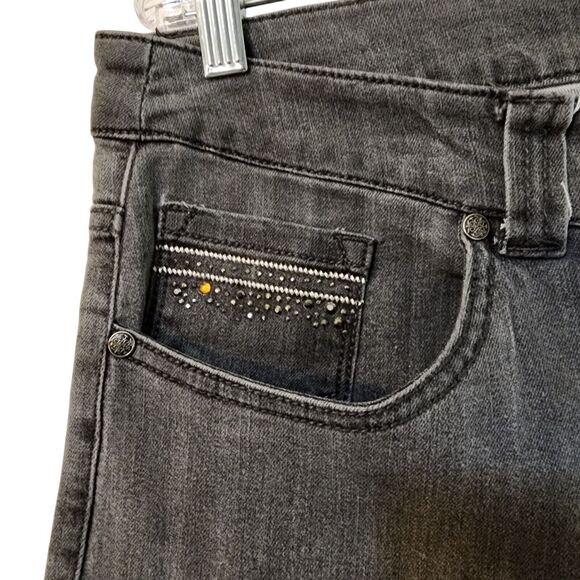 Christopher & Banks Womens Jeans Size 14 Gray Studded Pockets Straight Mid Rise - Picture 4 of 11